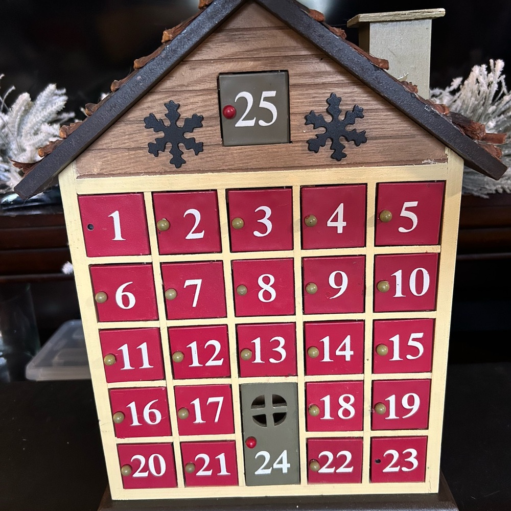 Target Wooden Advent Calendar with Red and Gold Details
